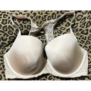 PARAMOUR BRA 115011 LACE CAROLINA PLUNGE‎ RACERBACK BEIGE UNDERWIRE SEXY 36DDD